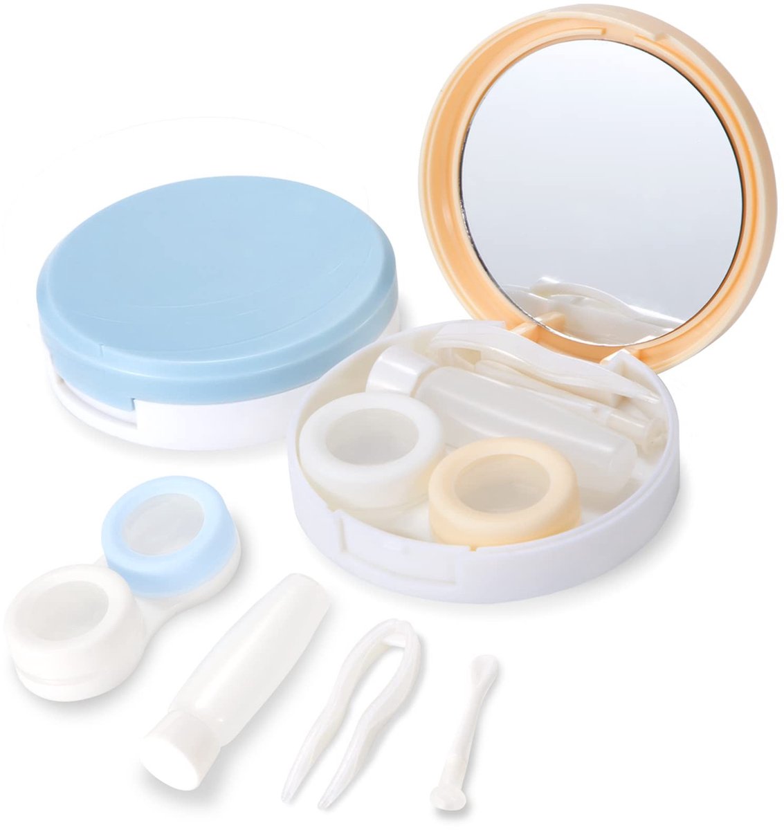 Dailygoods - Dailygoody - Contactlenzenhouder - Reislenzenhouder met spiegel - Compact en lichtgewicht - Contactlenzenhouder set - Perfect voor onderweg - Inclusie