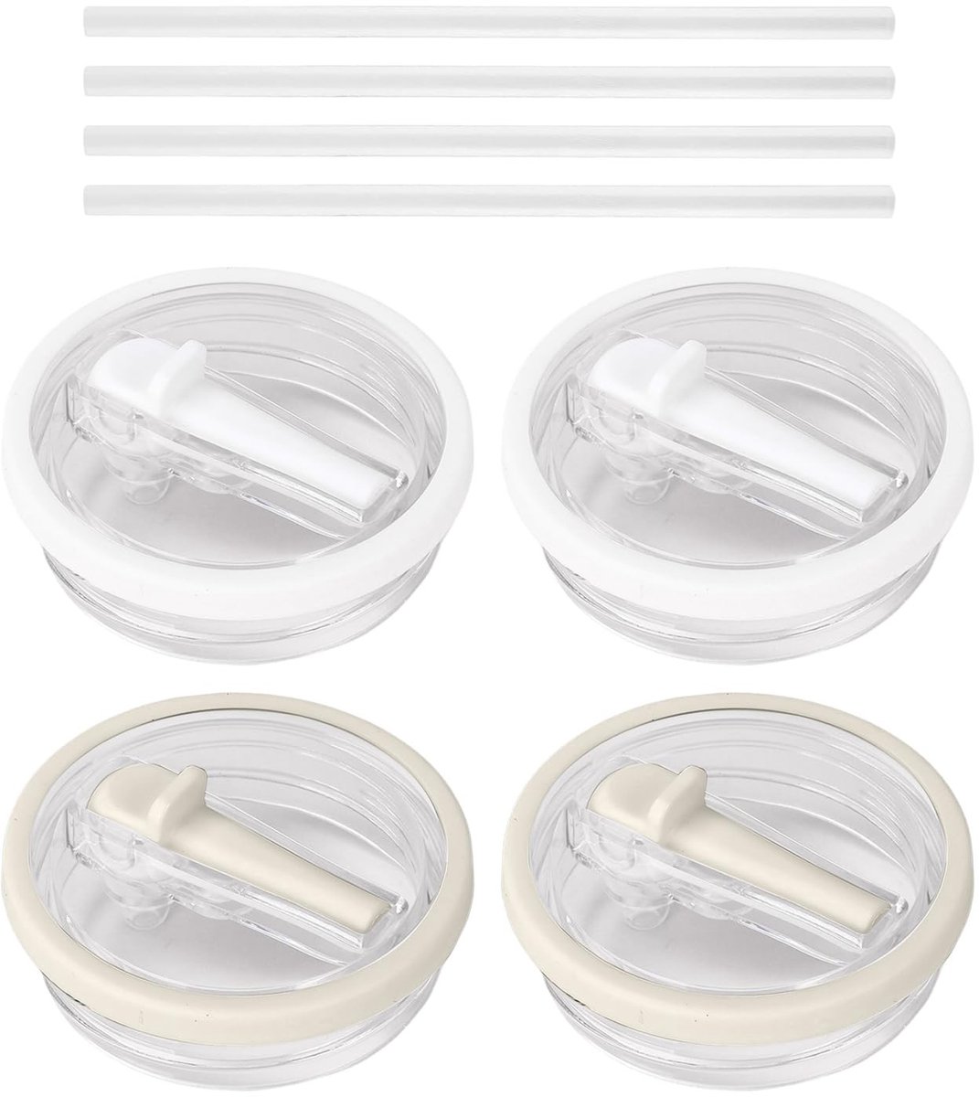 Dailygoods - Set van 4 Lekvrije Cup Deksels met Transparante Rietjes