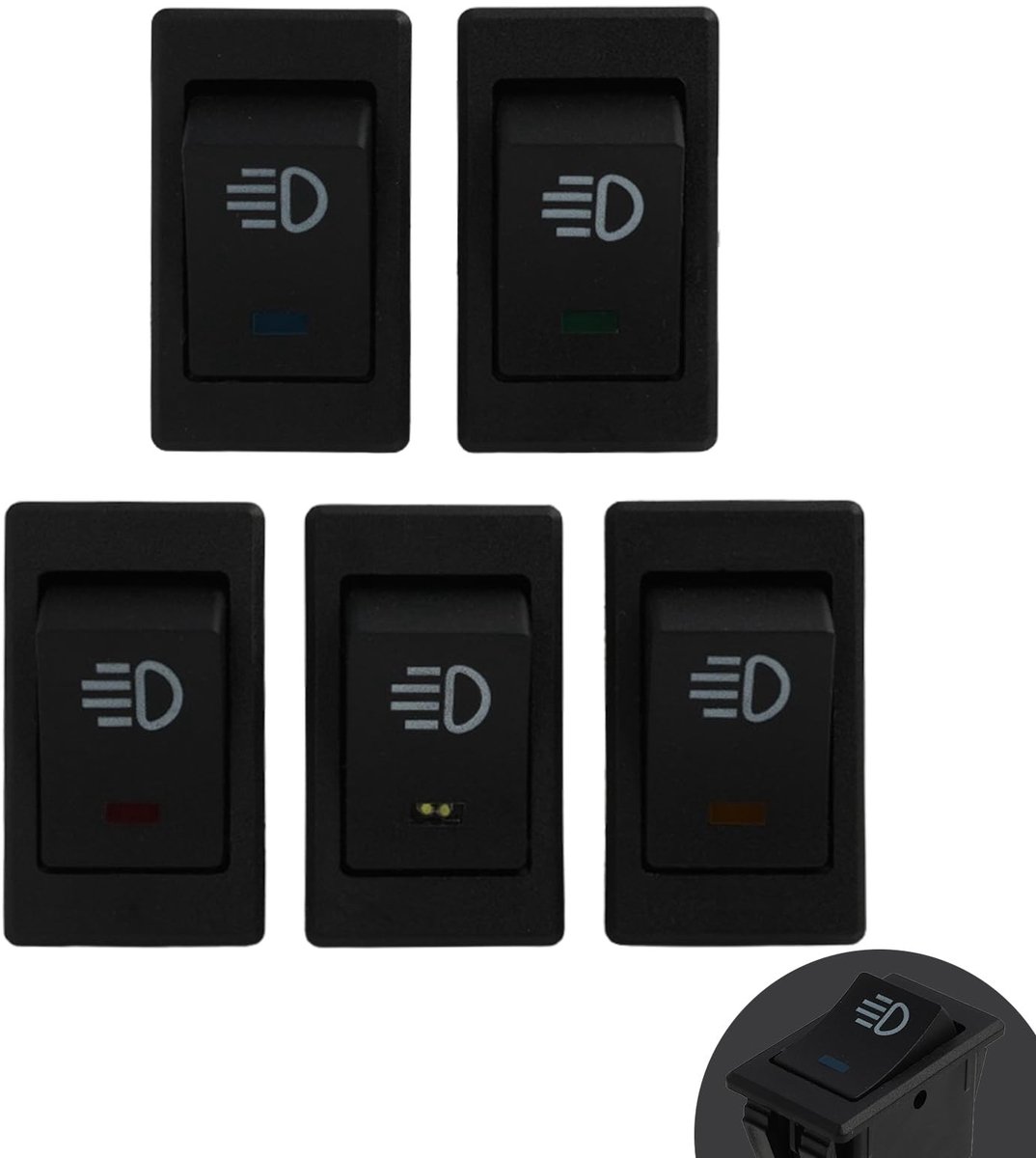 Dailygoods - Tuimelschakelaar 12VDC/35A Set van 5 voor Auto en Motorfiets