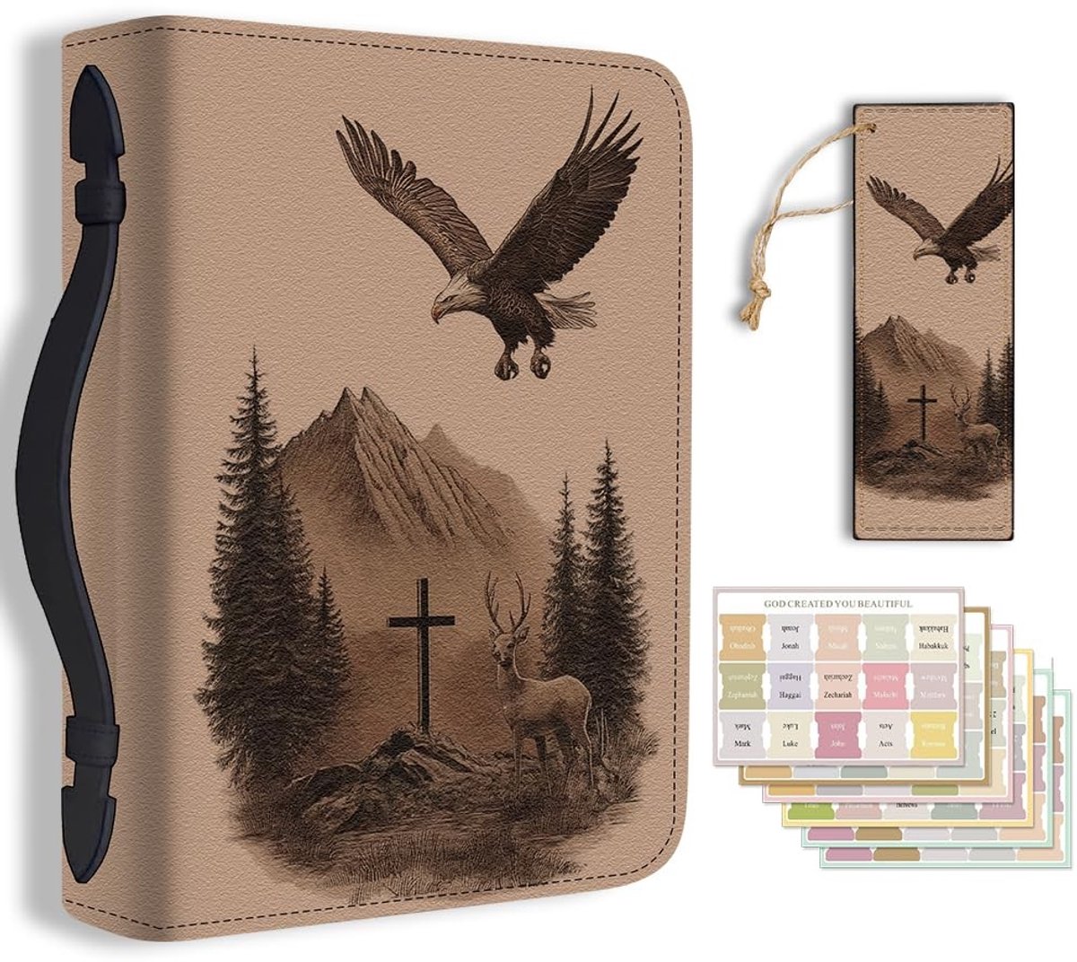 Dailygoods - Grote PU Lederen Bijbel Cover met Bladwijzer en Design