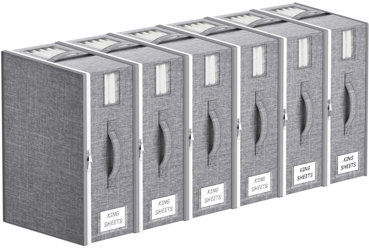 Dailygoods - Set van 6 Opvouwbare Opbergtassen voor Beddengoed