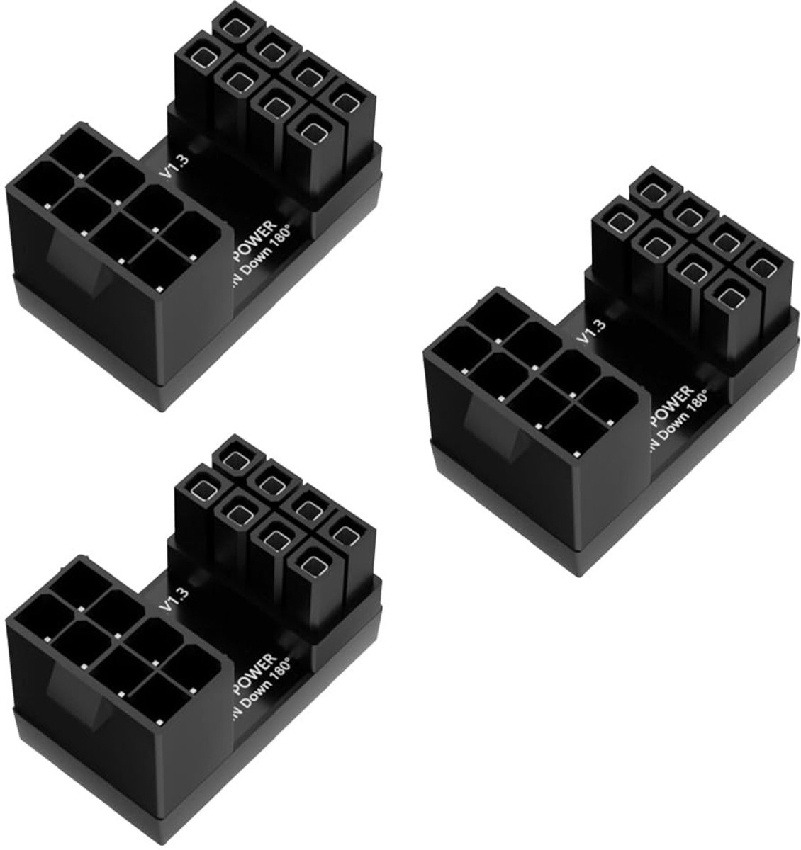 Dailygoods - 3-Pack PCIe 8 Pin 180 Graden Adapter voor Desktop PC