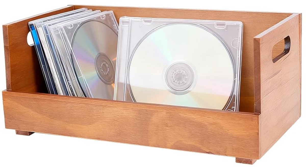 Dailygoods - Houten CD Opslag Houder met Handgrepen voor Organisatie