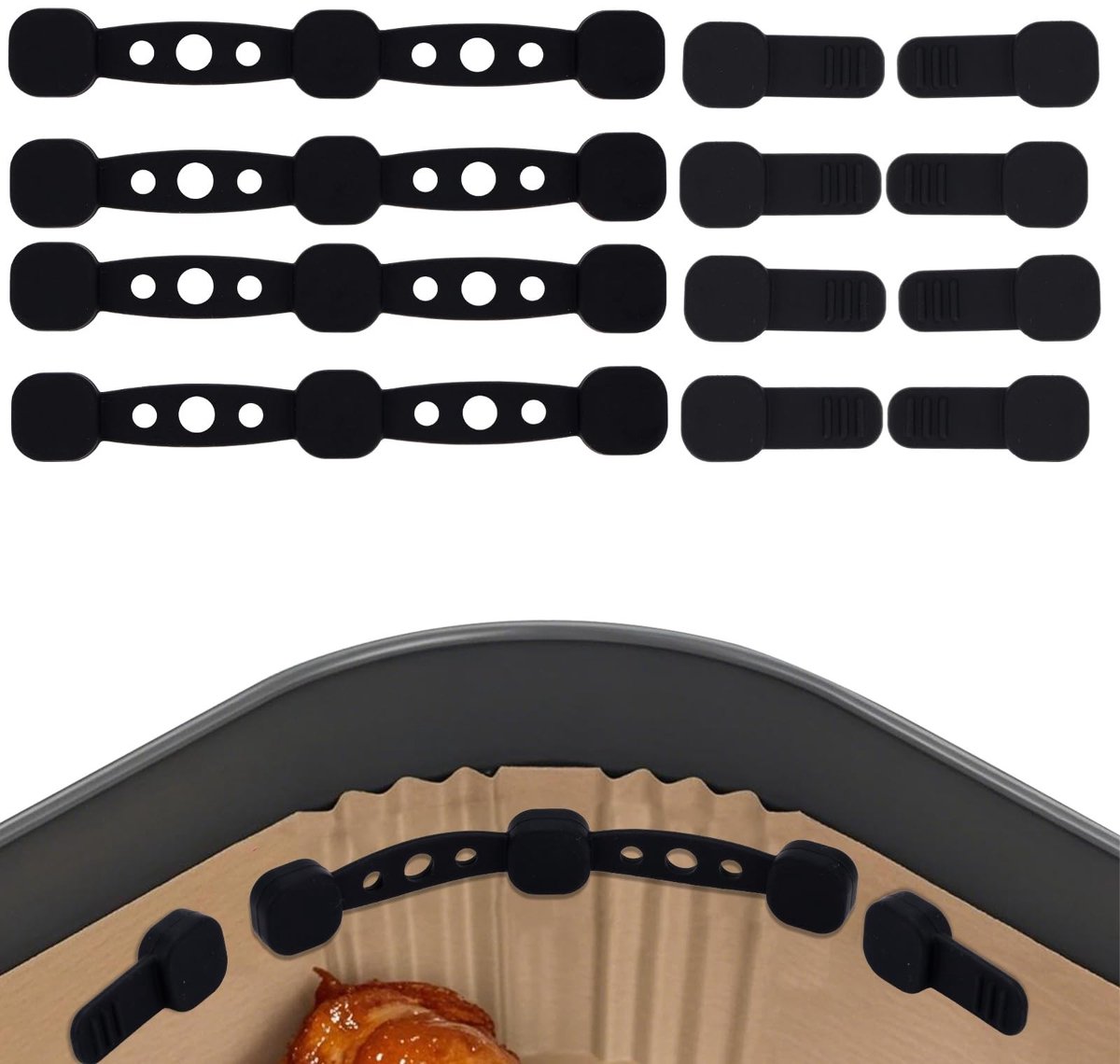Dailygoods - 4 Sets Magnetische Houders voor Airfryer Bakpapier