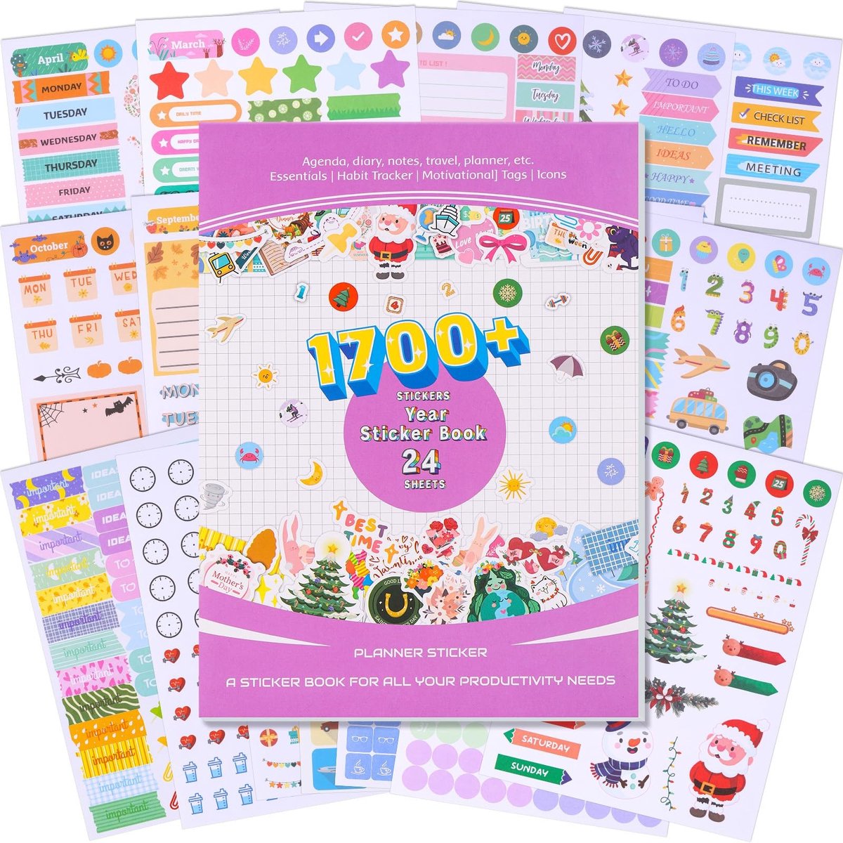 Dailygoods - Planner Stickers Set met Meer dan 1700 Stuks voor Creatieve Organisatie