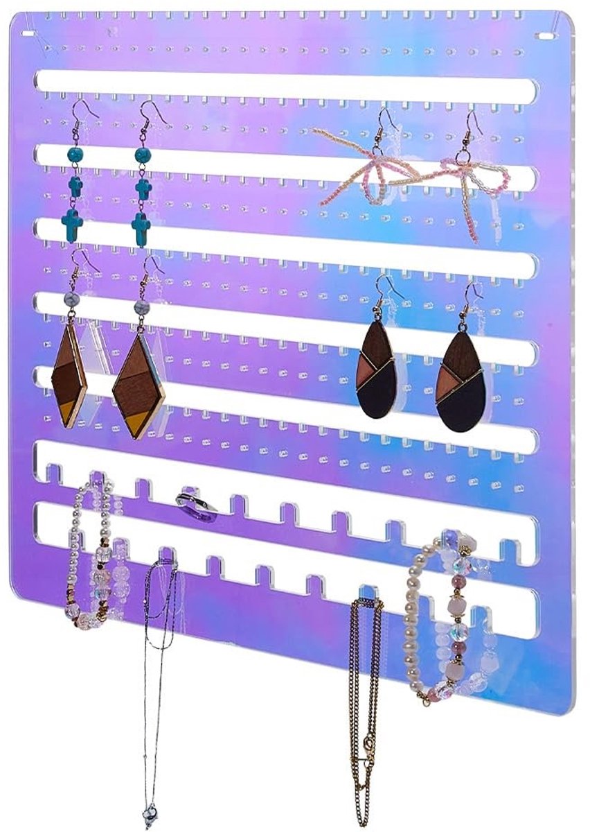 Dailygoods - Iriserende Acryl Oorbel Organizer Wandmontage voor Sieraden