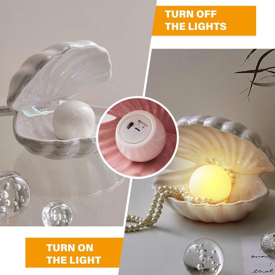Schelp Parel Nachtlampje Keramische Schelp Lamp, Schelp Parel Licht Schelp Decoraties Nachtlampje Schelp Parel Lamp Nachtlampje Voor Slaapkamer, Woon van Merkloos — afbeelding 5