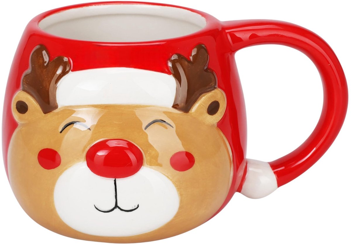 Dailygoods - Feestelijke 3D Kerstmok 370 ml met Rendierdesign