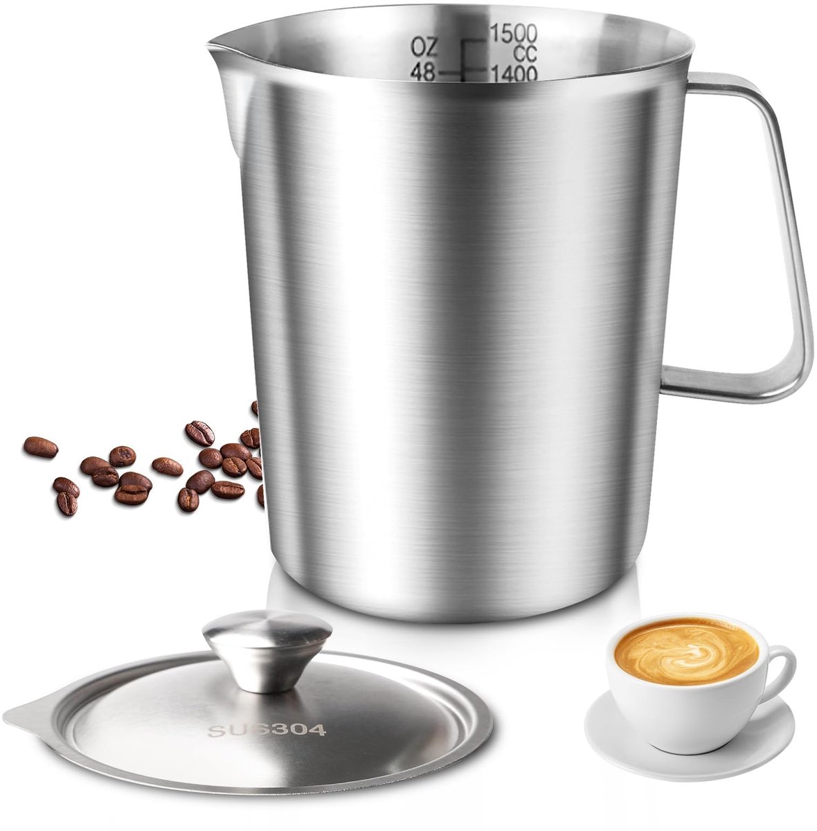 Dailygoods - Roestvrij Stalen Maatbeker van 1500 ml met Deksel