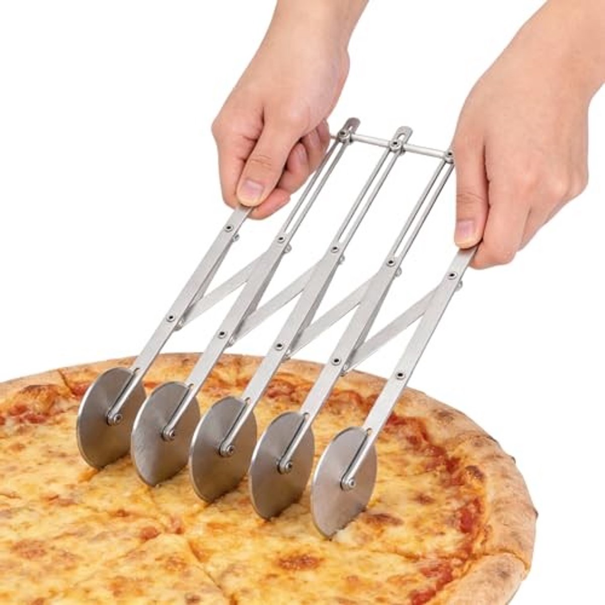 Dailygoods - Professionele Pizza Cutter van Roestvrij Staal met Vijf Wielen