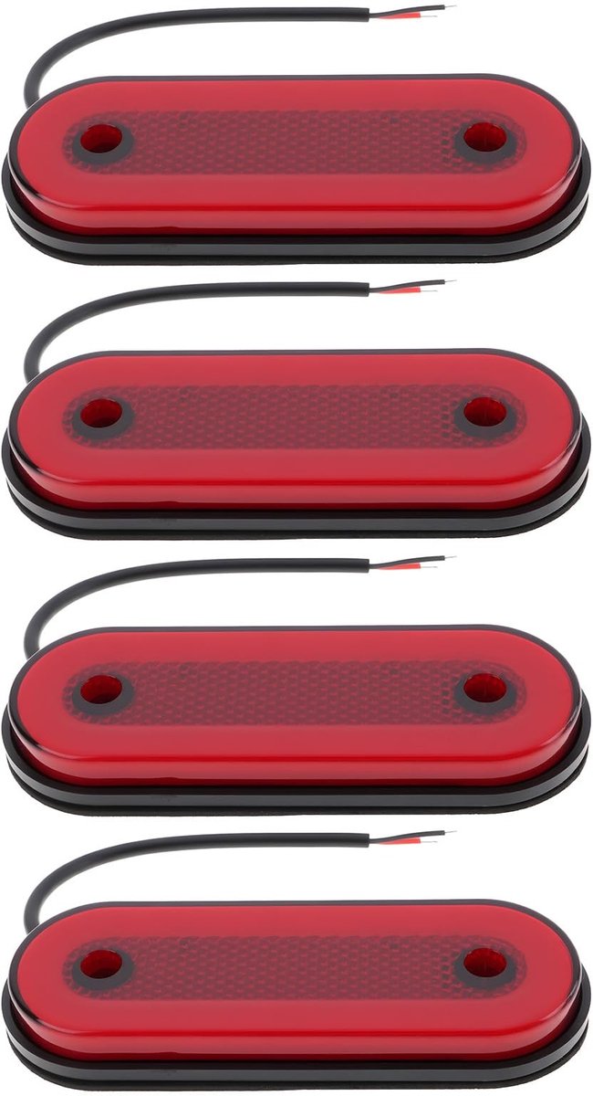 Dailygoods - 4x Auto Achterkant Ovale Marker Licht met 20 LEDs Rood