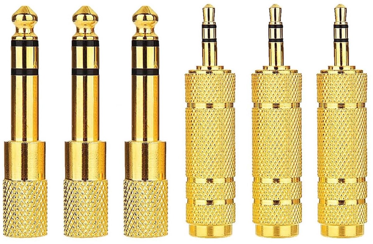 Dailygoods - Innovra - Dailygoods - Set van 6 3,5 mm naar 6,35 mm Audio Adapters