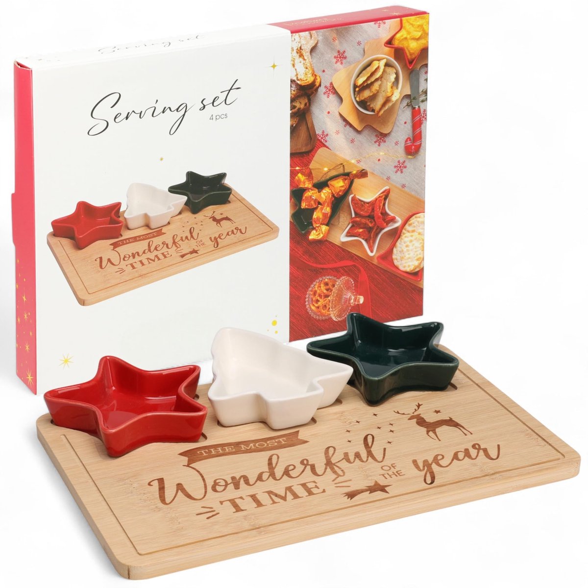 Dailygoods - Feestelijke Serveerset voor Kerstmis 4-delig