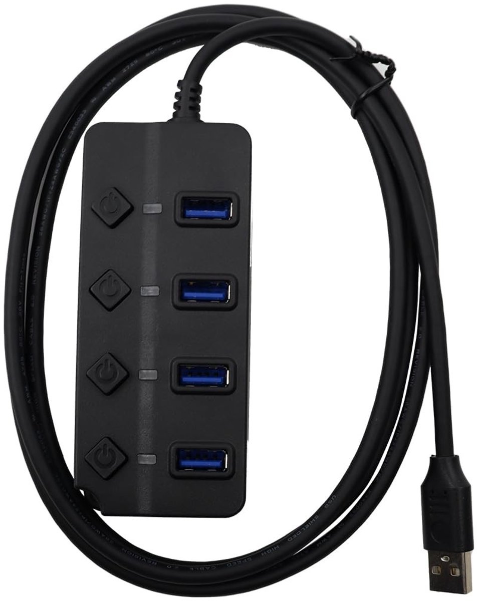 Dailygoods - USB Hub 4 Poort Splitter met Onafhankelijke Schakelaars