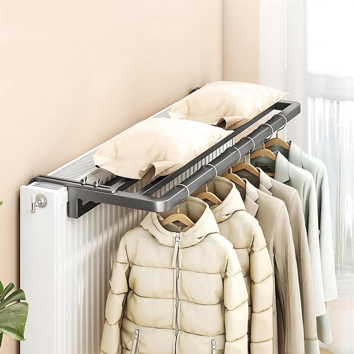 Wasrek radiator - Droogrek kleding - Kleding drogen - Verstelbare breedte - 3 stangen - Zw