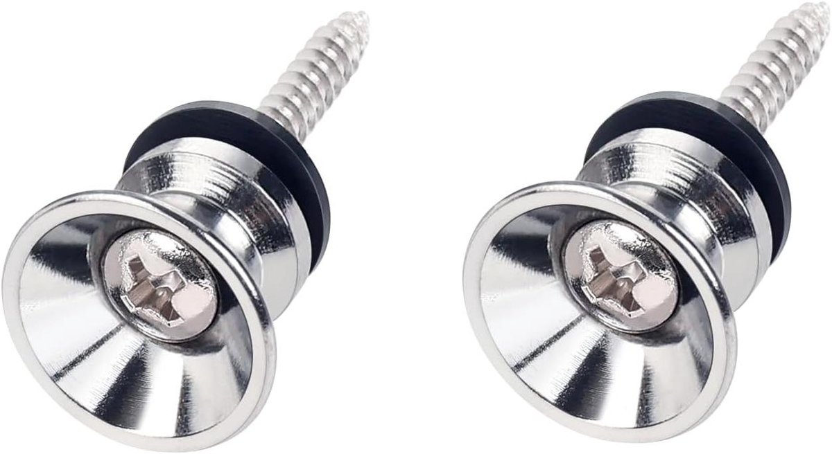 Gitaarband Knoppen - Sluitingen Set - Instrument Beveiligen - Stevig Metaal - 2 Stuks - Chroom
