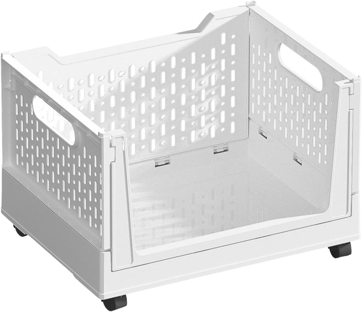 Opvouwbare Opbergbox - Bedlades - Ruimte Besparen - Met Wielen - 38.5 cm - Wit