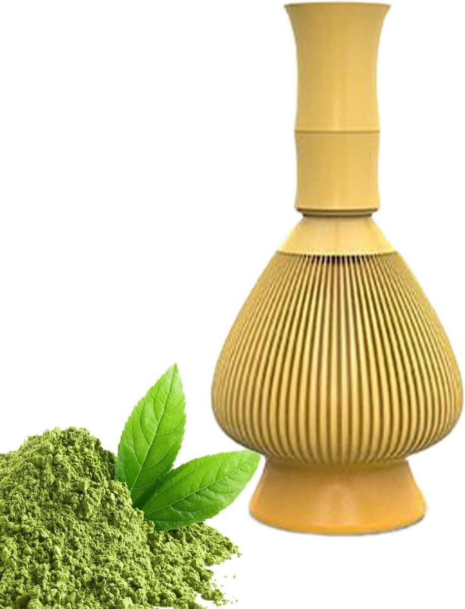 Matcha Klopper - Drank Roerder - Drank Mengen - Japans Design - 15x7cm - Geel