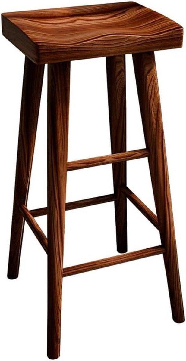 Barkruk Hout - Keukenstoel Bar - Zitten aan Bar - Massief Houten Frame - 75CM - Geel