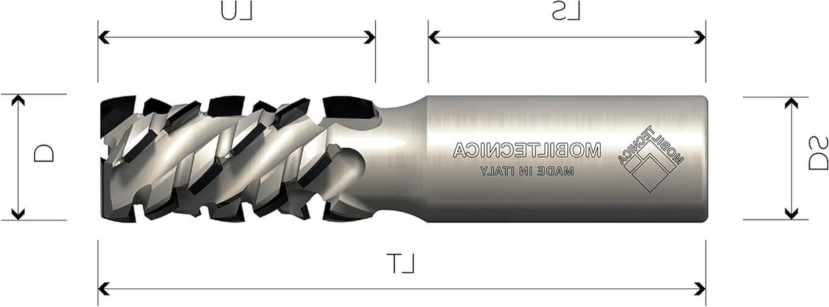 Diamant frees - Axiale frees - Materiaal bewerken - 45 graden ashoek - H45 mm - Grijs