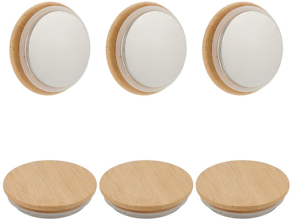 Innovra - Dailygoods - Houten Deksels voor Glazen Potten - Set van 6