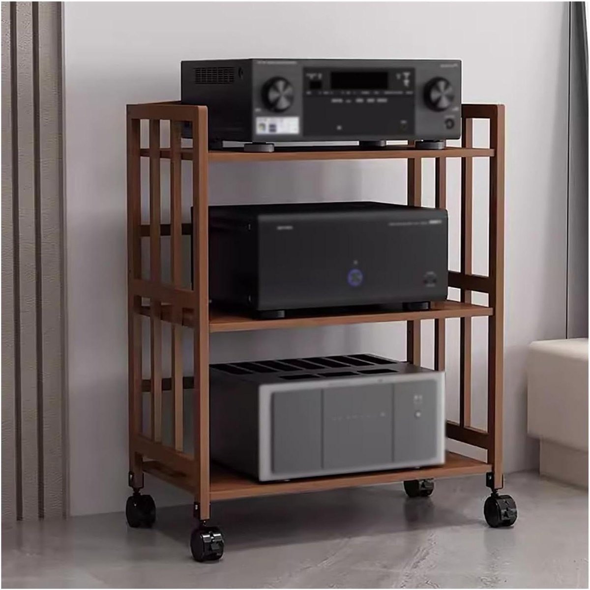Stereo Kast - Media Opslag - Audio Video - Verstelbare Planken - 60 cm - Zwart