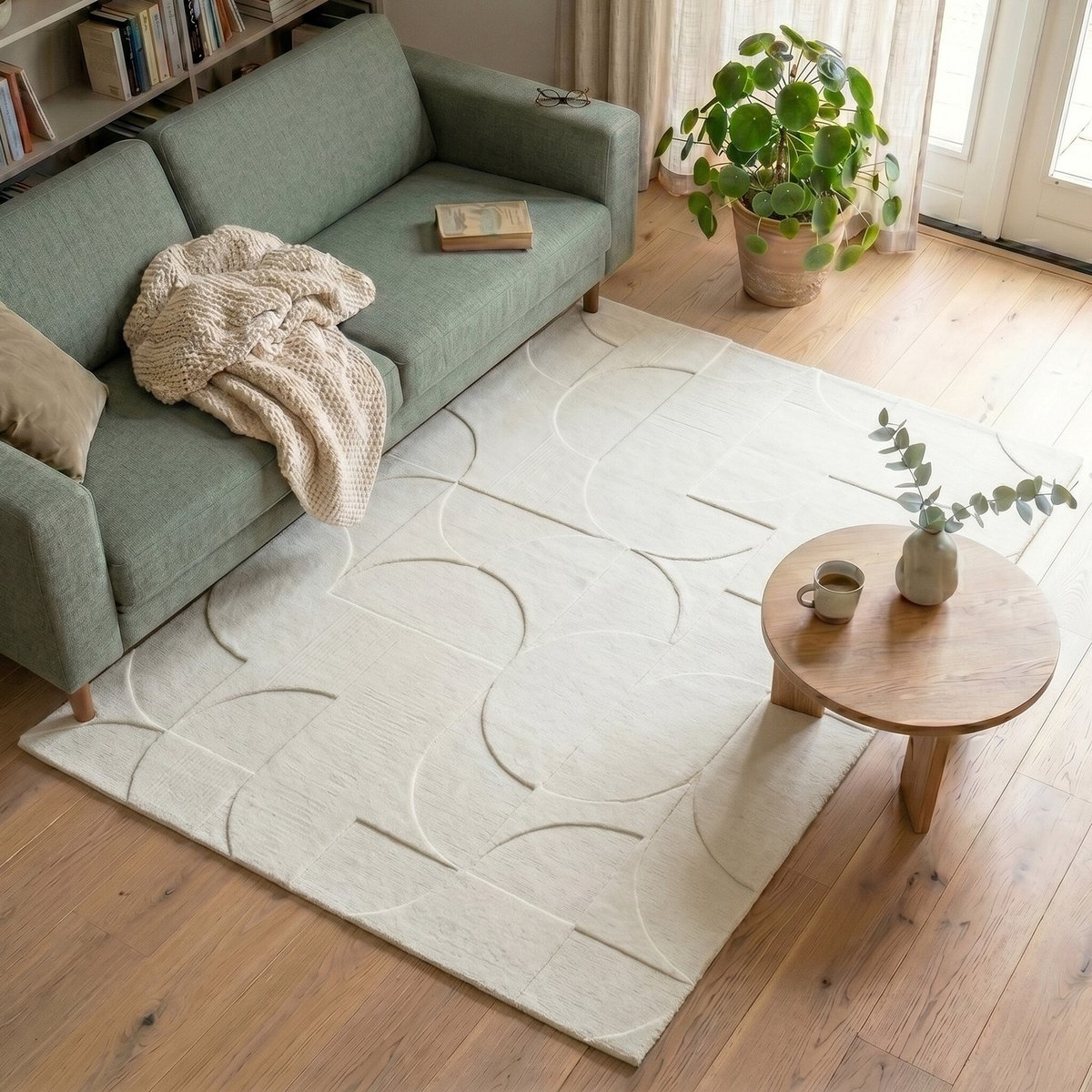 Fraai Scandinavisch vloerkleed - Charm Circles Wit - 120x170cm