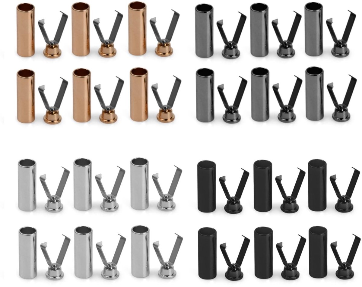 Dailygoods - Dailygoody - Koorduiteinden - Metalen hulzen - Duurzaam en sterk - 12 paar - Koordstopper - Ideaal voor veters en hoedkoorden - Accessoires voor