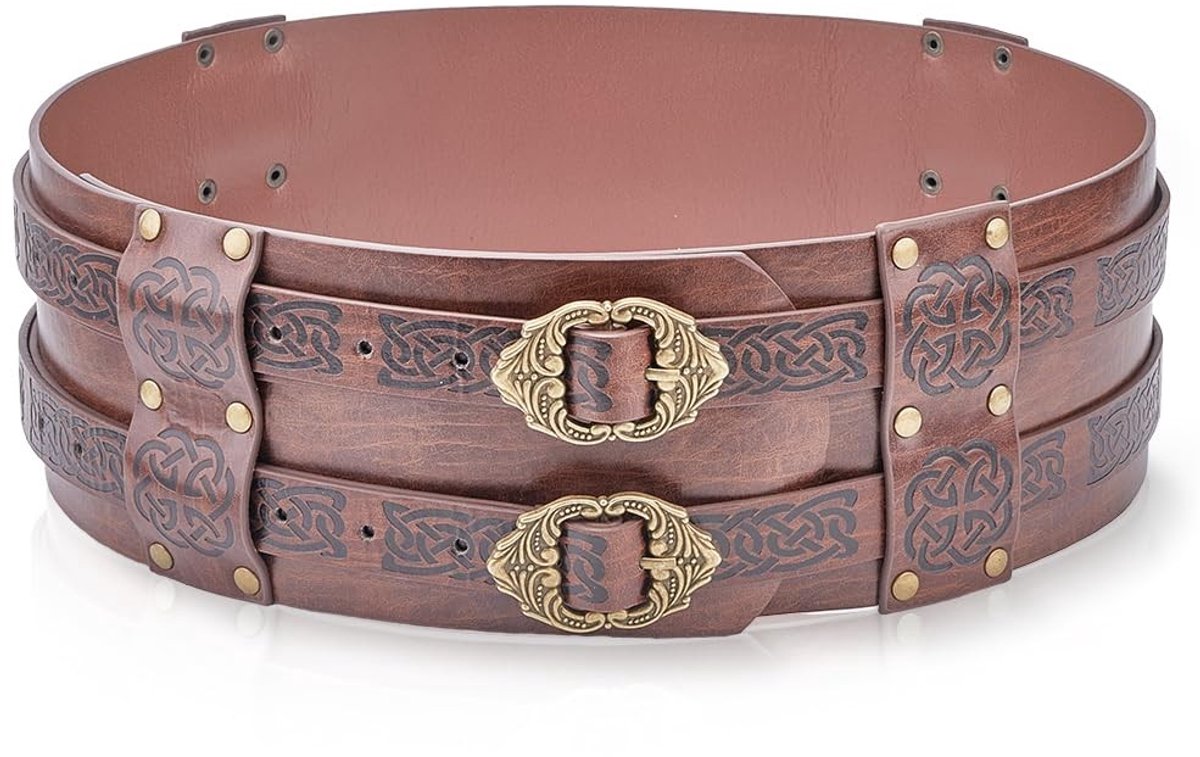 Dailygoods - Dailygoody - Brede Lederen Riem - Viking Corset Riem - Antiek Brons - Gothic Bruin - Cosplay Accessoire - Geschikt voor Volwassenen - Retro Tas Pack