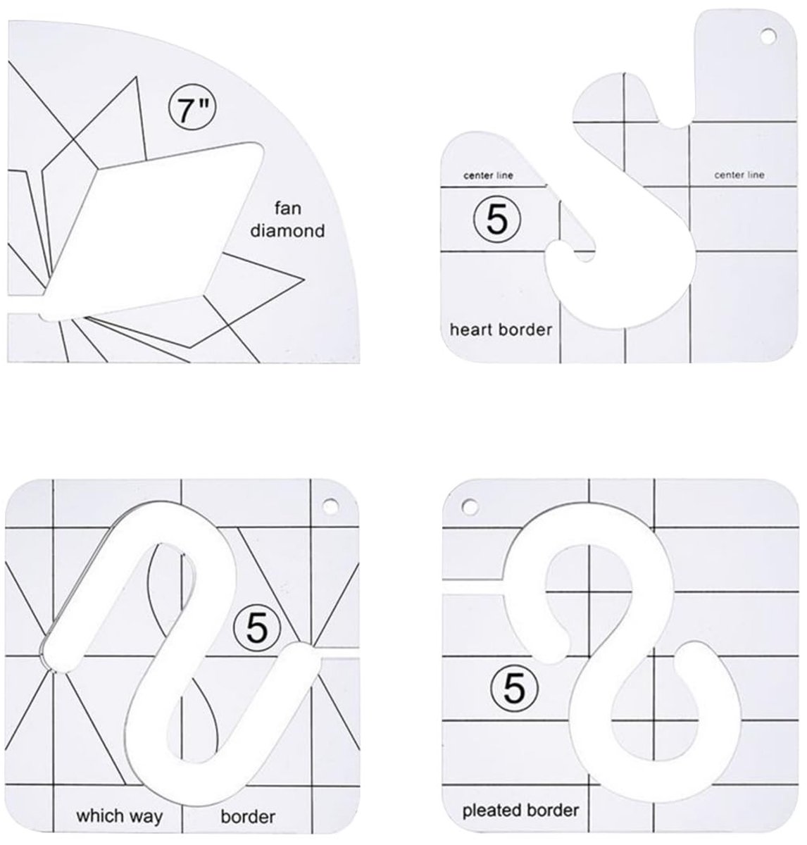 Dailygoods - Dailygoody - Free Motion Quilting Template Set - 12-delige set voor naaien - geschikt voor laag schacht naaimachines - quilt accessoires - ideaal voor...