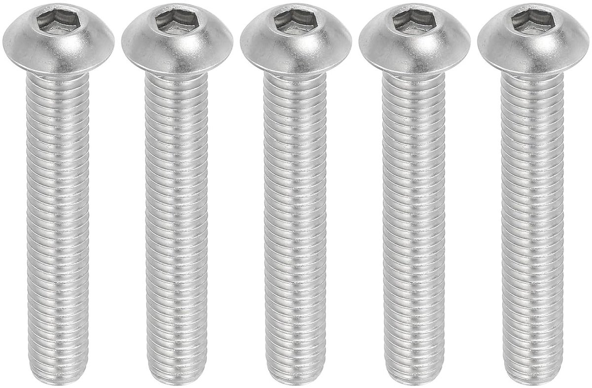 RVS 304 Hexagon socket head screws 3/8-16x2-1/2" - 5 stuks, volle schroefdraad, fijn draad UNC