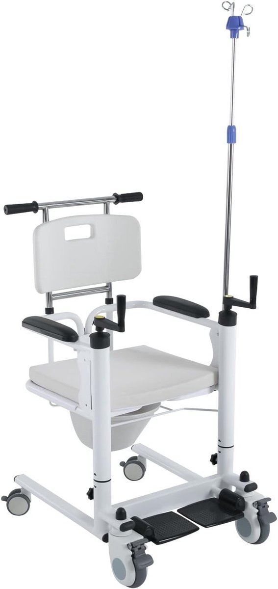 Toiletstoel voor patiënten, 66 x 55 x 93 cm, transferstoel, rolstoel voor thuisgebruik, ideaal voor verpleeghuizen en ziekenhuizen