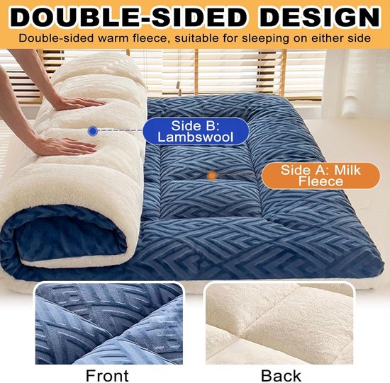 Japanse Vloermatras - Opvouwbare Futon - Comfortabel Slapen - Ruimtebesparend Ontwerp - 200 x 220 cm - Grijs — afbeelding 5