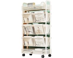 Opbergtrolley Boeken - Verrijdbaar rek - Ruimte Ordenen - Vijf lagen - Niet gespecificeerd - Wit