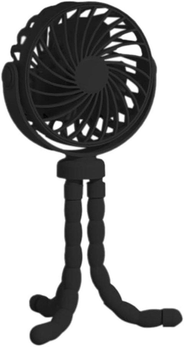 Octopus Fan - Tripod Ventilator - Persoonlijke Koeling - Flexibele Pootjes - 18 x 11 x 5 cm - Zwart