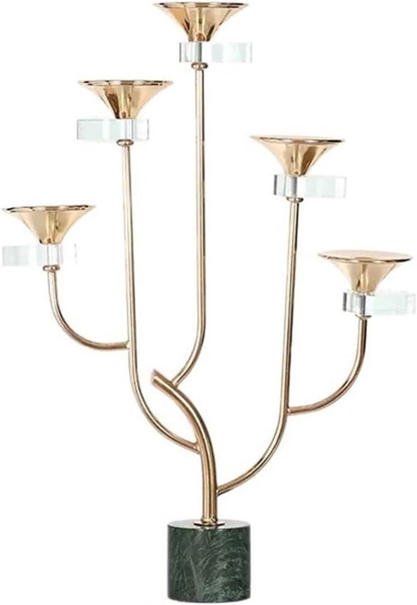 Kandelaar Decoratief - Kaarsenhouder - Sfeervol Diner - Marmeren Voet - Groot Formaat - Elegant Zwart