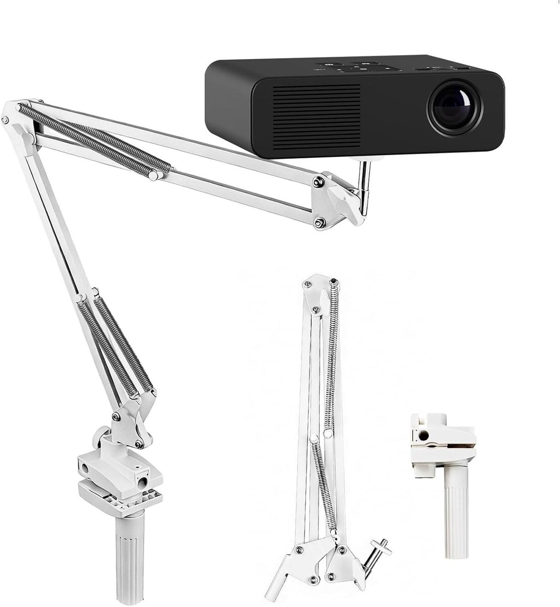 Opvouwbare Projectorhouder - Verstelbare Beamerstandaard - Thuisbioscoop Inrichten - 360 Graden Rotatie - 35 x 35 cm - Wit