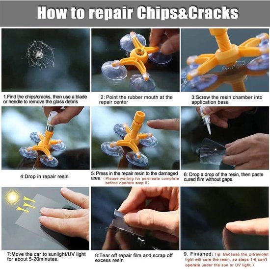 Voorruit Reparatie Set - Glasherstel Kit - Auto Ruiten Herstellen - Vacuüm Injectie Technologie - 1 Stuks - Transparant — afbeelding 3