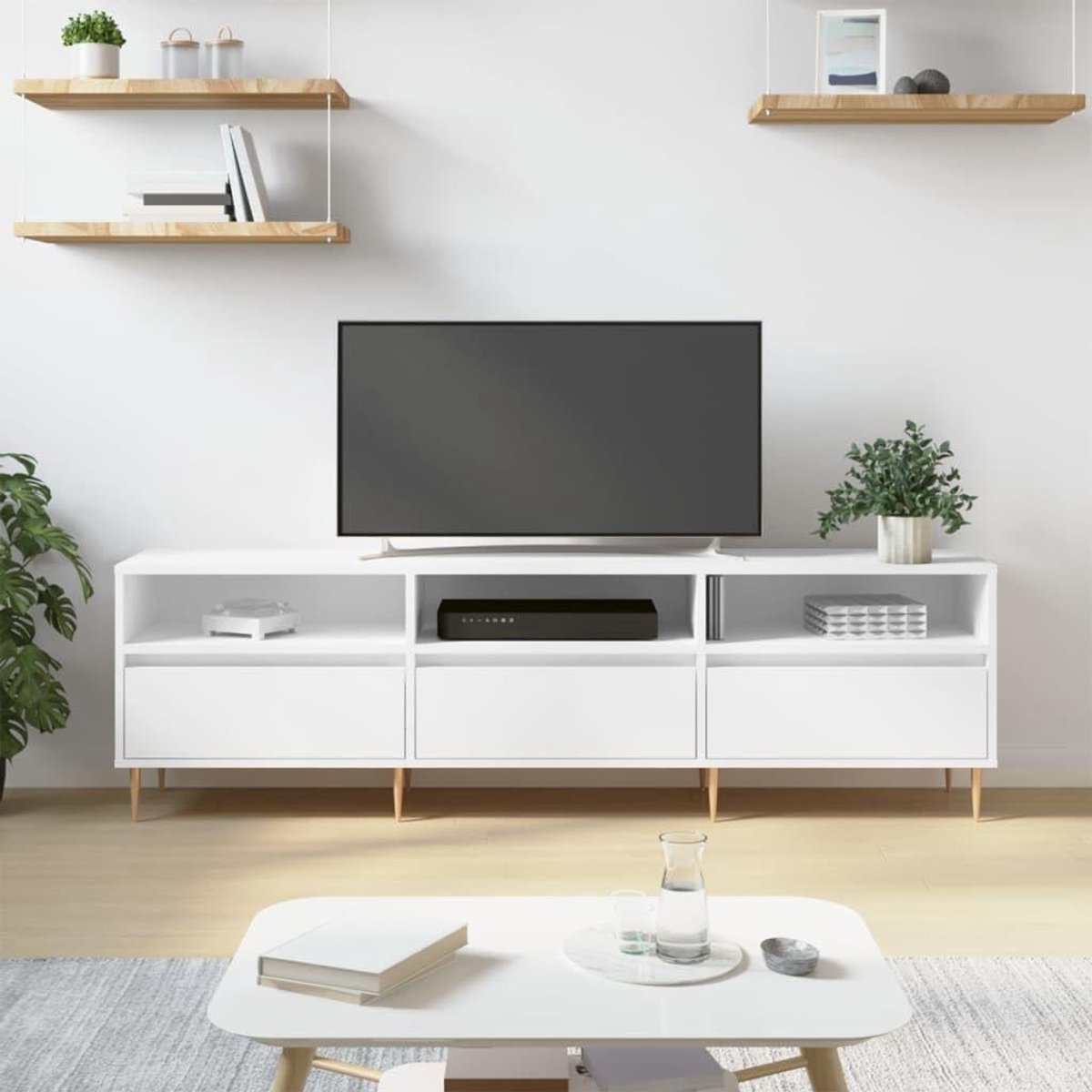 Tv-kast - Tv-meubel Dressoir - Woonkamer Opbergen - Zes Opbergvakken - 150 cm Breed - Wit