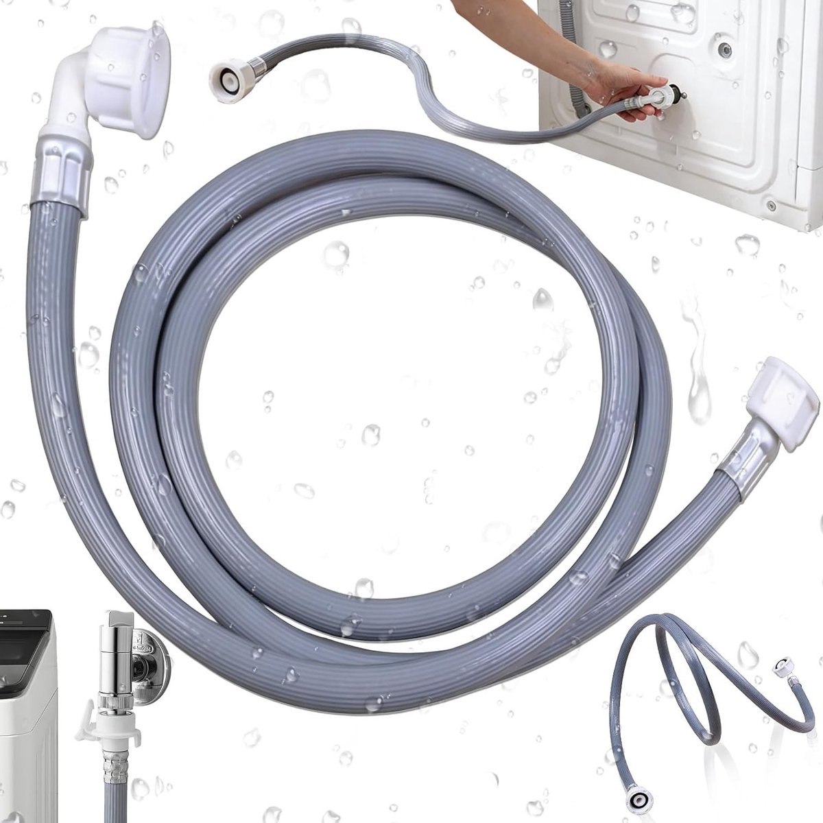 Inlaatwaterleiding voor Wasmachine en Vaatwasser - 1 m Slang met 20 Bar Druk, Verstelbare Aansluitingen en 3/4 Inch Draadverbinding