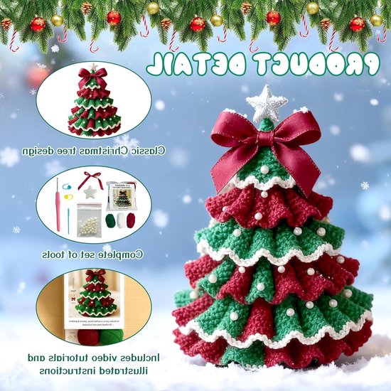 Kerst Haakset voor Beginners en Gevorderden, DIY Haakprojecten met Kerstbomen en Handgemaakte Haken, Perfecte Kerstdecoratie — afbeelding 2