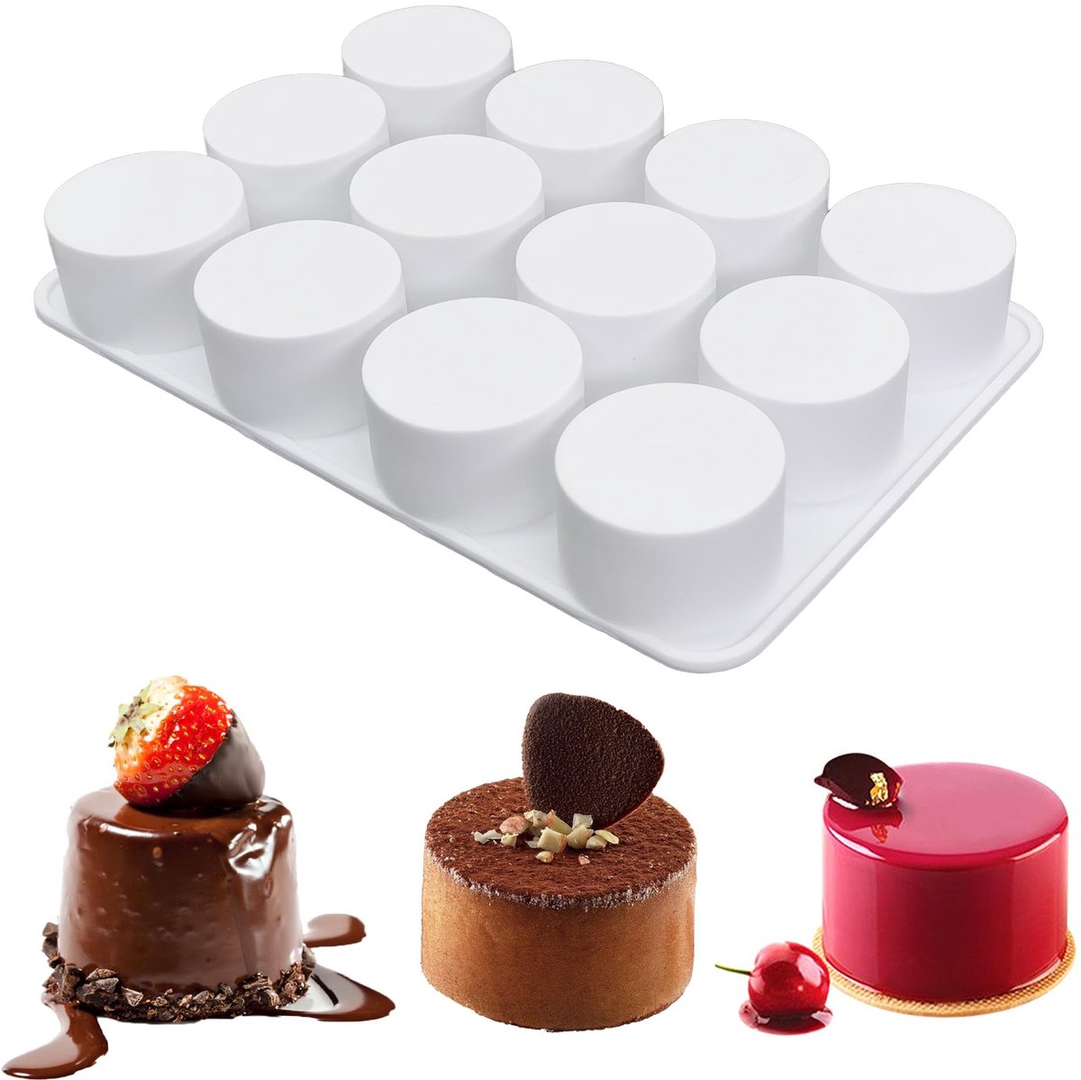 Dailygoods - Dailygoody - Siliconen mal - Chocoladevormen - 12 Cavity - Wit - Bakvorm voor muffins en brownies - Perfect voor bonbons en koekjes - Geschikt voor ta...