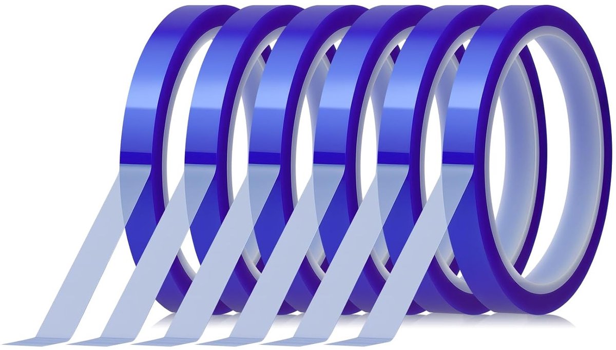 Hittebestendig thermisch plakband, 6 rollen polyimide tape 10 mm x 33 m, ideaal voor elektronica, 3D-printers en solderen zonder restanten