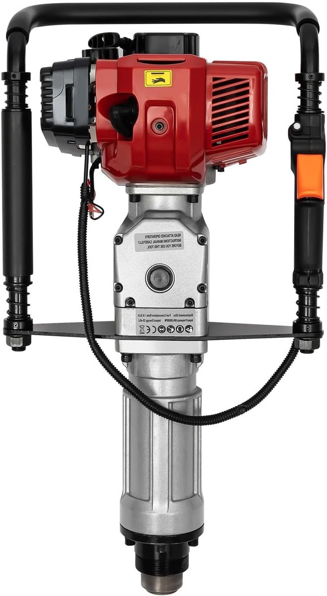 Krachtige benzine palenrammer 52 cc, ideaal voor het plaatsen van hekposts, tuinpalen en funderingen