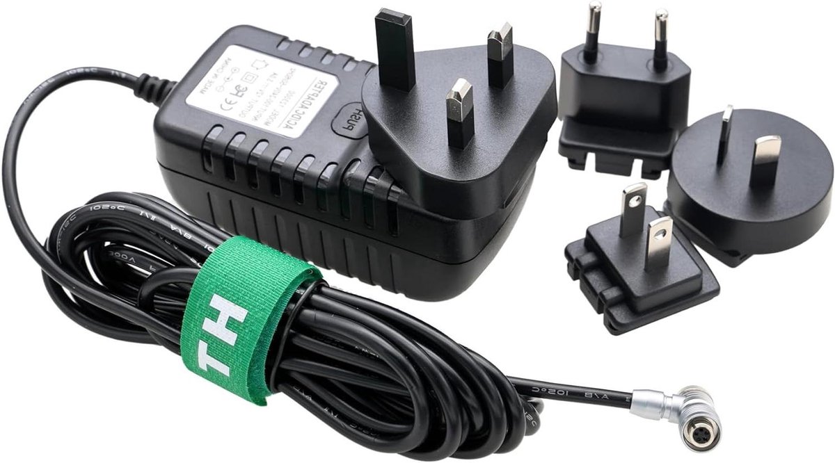 Stroomadapter - Voeding Monitor - Camera Apparatuur - 5-polige Connector - 1.2m Kabel - Zwart