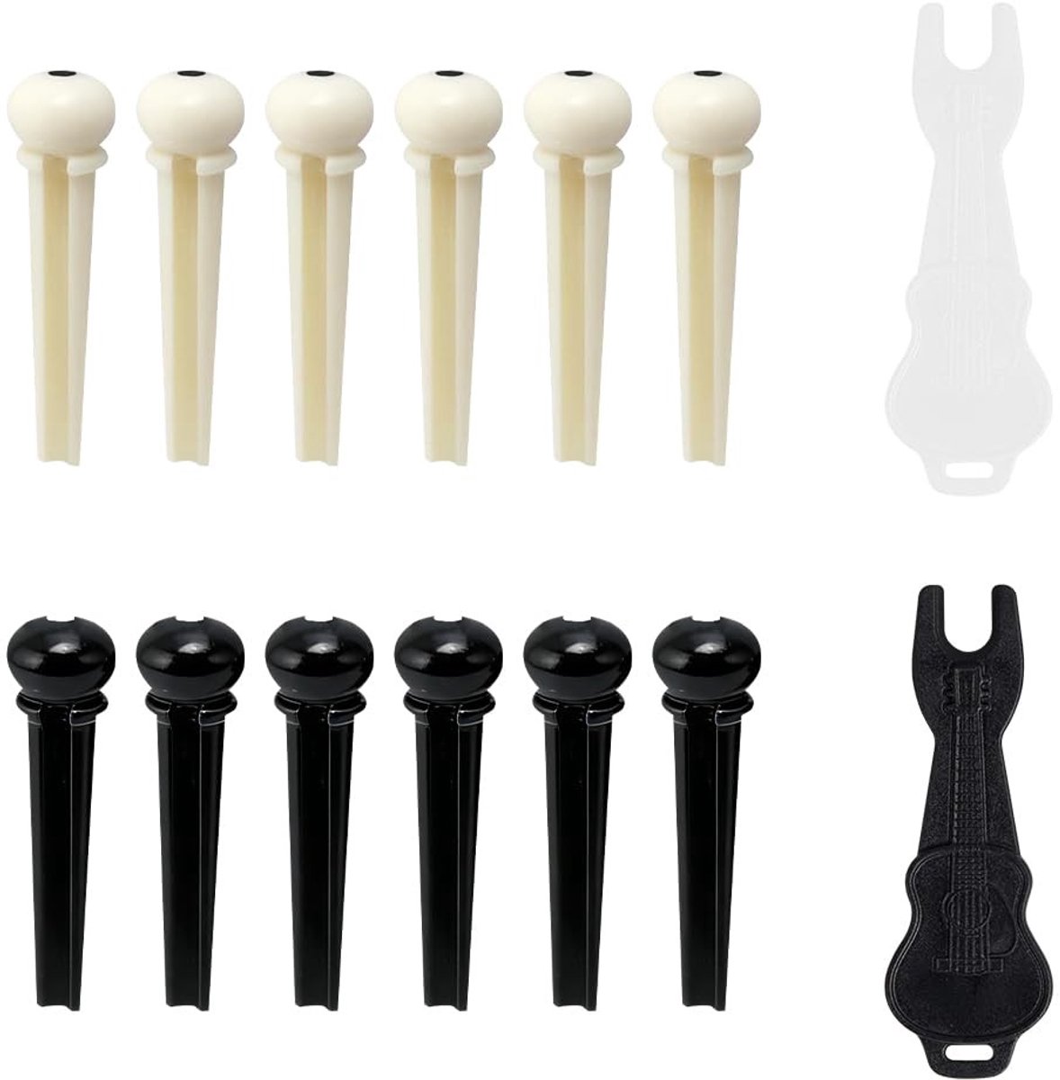 Cosensi - Dailygoods - 12 Stuks Plastic Brugspelden voor Akoestische Gitaar met Brug Pin Puller
