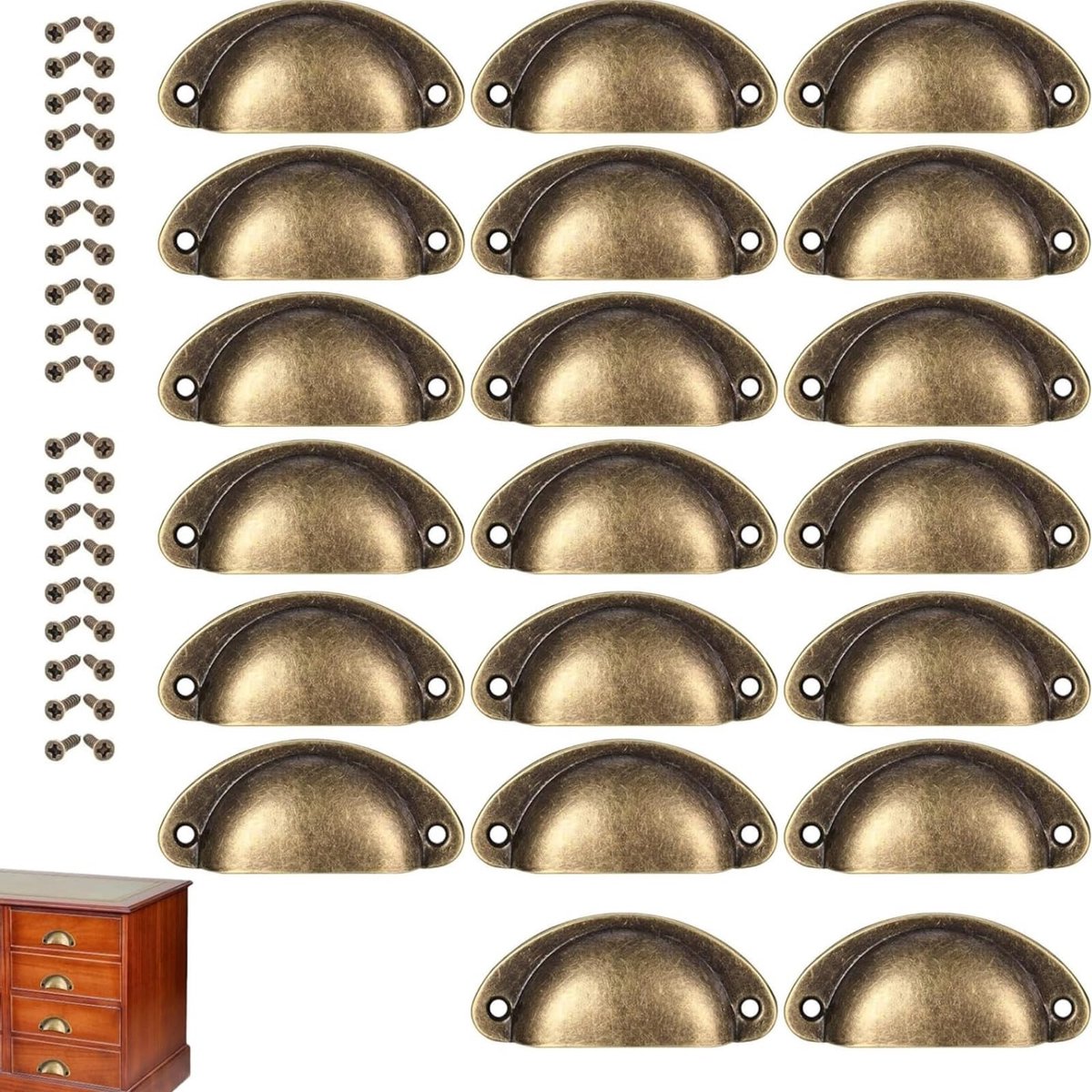 Cosensi - Vintage Lade Trekhandgrepen - Retro Deurgrepen - Verweerde Bronzen Finish - Semi-Cirkel Vorm - Meubelaccessoires - Geschikt voor Keukens