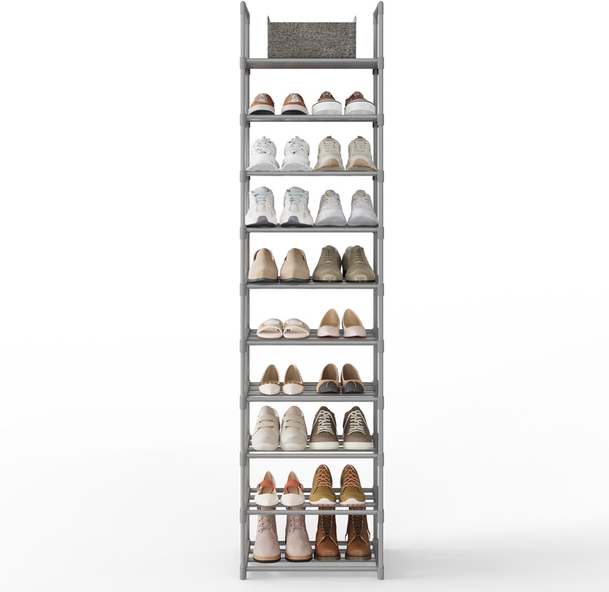 SONGMICS - Schoenenrek - Van Metaal - 10 Lagen - Ruimtebesparende Organizer voor Hal of Slaapkamer