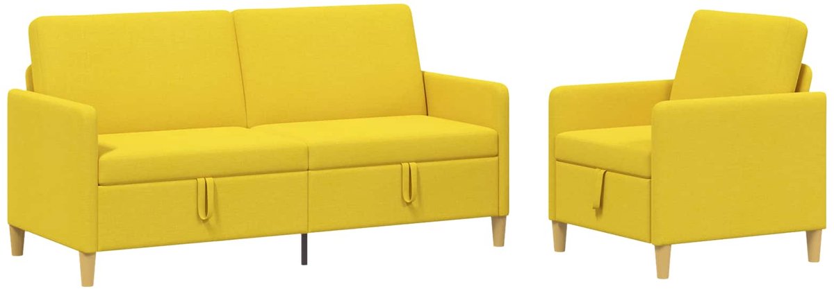 vidaXL - Sofa - Set - Met - Opslag - 2 - st - Licht - Geel - Polyester