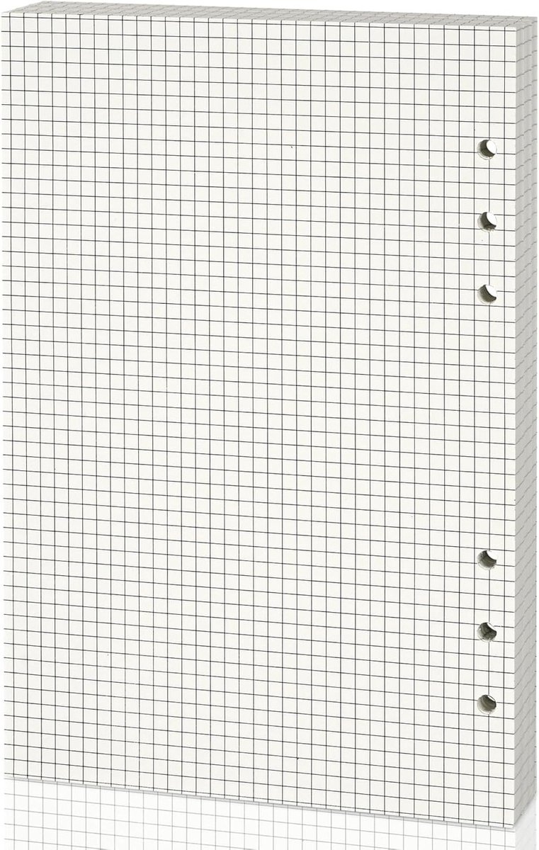 Vulbare notitiebladen voor A5 ringband - 6-holes planner inserts met ruitjes en 80 vellen notitiepapier
